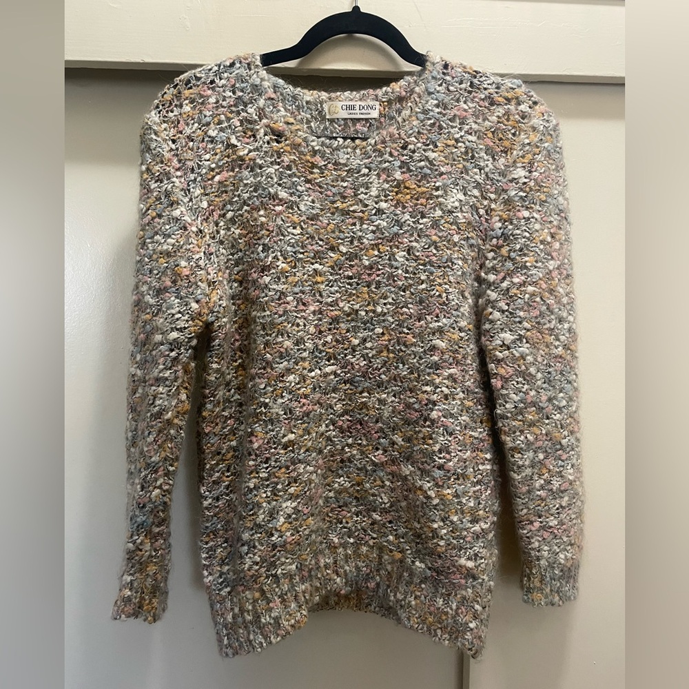 Vintage Puff-Sleeve Multicolor Women's Sweater